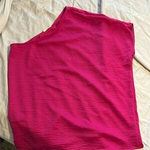 One shoulder pink top